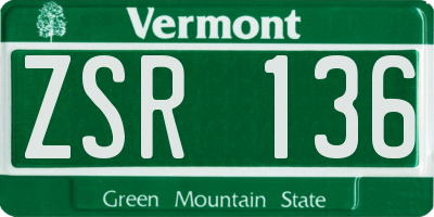 VT license plate ZSR136