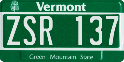 VT license plate ZSR137
