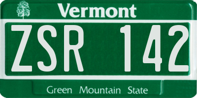 VT license plate ZSR142