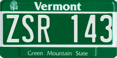 VT license plate ZSR143