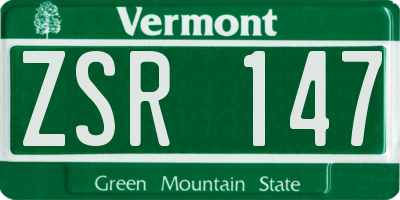 VT license plate ZSR147