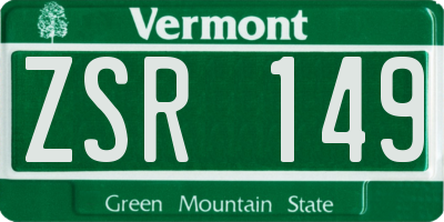 VT license plate ZSR149