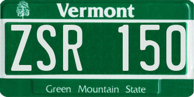 VT license plate ZSR150