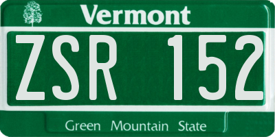 VT license plate ZSR152