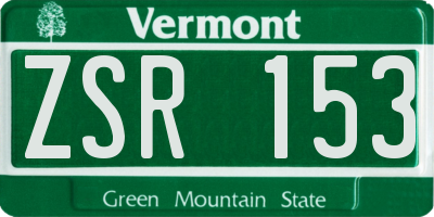 VT license plate ZSR153