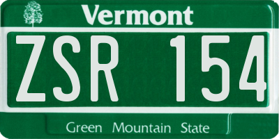 VT license plate ZSR154