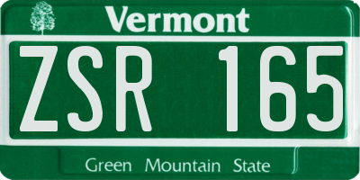 VT license plate ZSR165