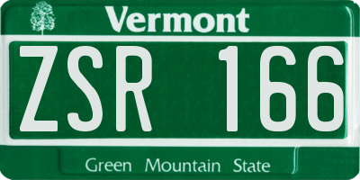 VT license plate ZSR166