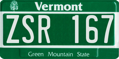 VT license plate ZSR167