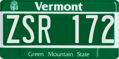 VT license plate ZSR172