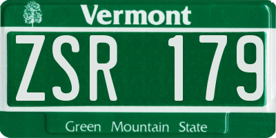 VT license plate ZSR179
