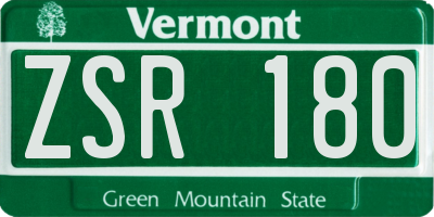 VT license plate ZSR180