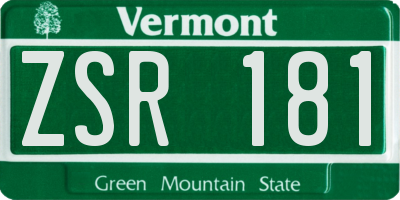 VT license plate ZSR181