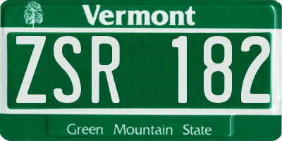 VT license plate ZSR182