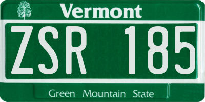 VT license plate ZSR185