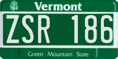 VT license plate ZSR186