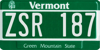 VT license plate ZSR187