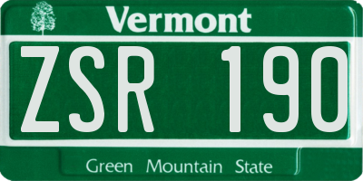 VT license plate ZSR190