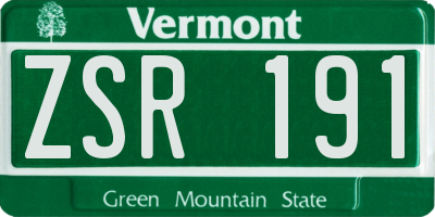 VT license plate ZSR191