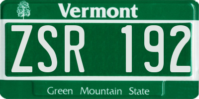 VT license plate ZSR192