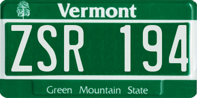 VT license plate ZSR194