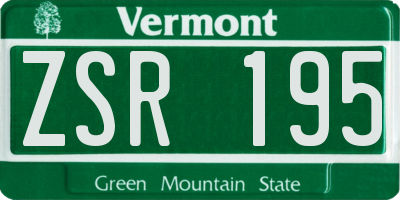 VT license plate ZSR195