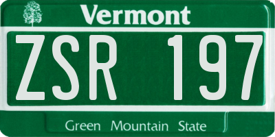 VT license plate ZSR197