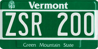 VT license plate ZSR200