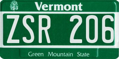 VT license plate ZSR206