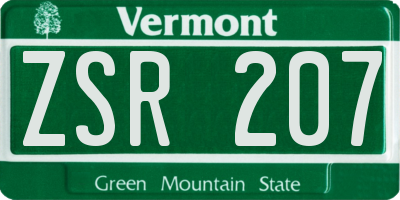 VT license plate ZSR207