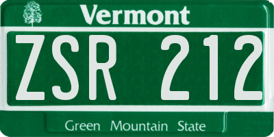 VT license plate ZSR212