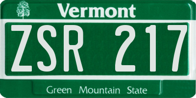 VT license plate ZSR217