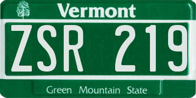 VT license plate ZSR219