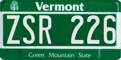 VT license plate ZSR226
