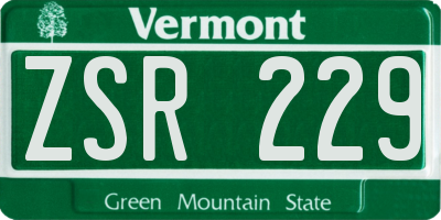 VT license plate ZSR229