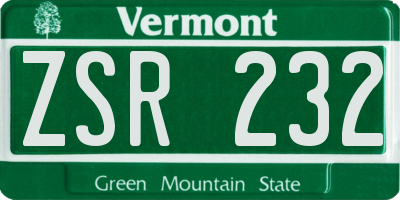 VT license plate ZSR232
