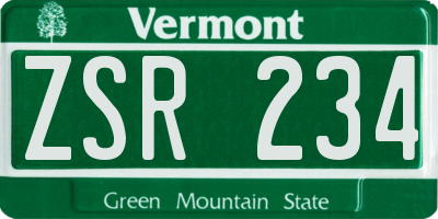 VT license plate ZSR234