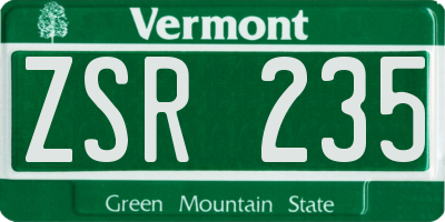 VT license plate ZSR235
