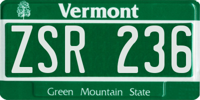 VT license plate ZSR236