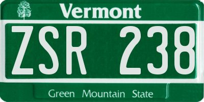 VT license plate ZSR238