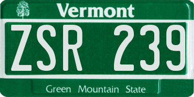 VT license plate ZSR239