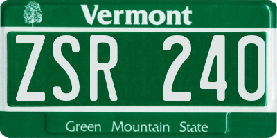 VT license plate ZSR240