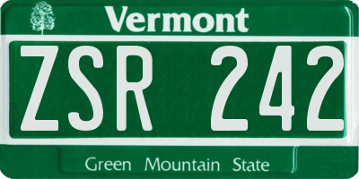VT license plate ZSR242
