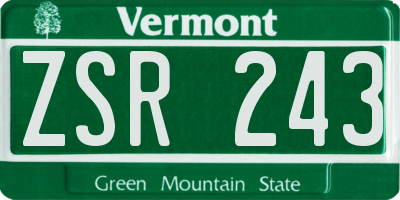 VT license plate ZSR243
