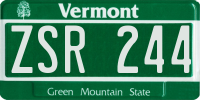 VT license plate ZSR244
