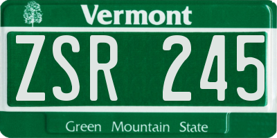 VT license plate ZSR245