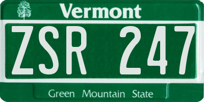 VT license plate ZSR247