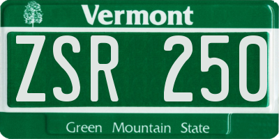 VT license plate ZSR250