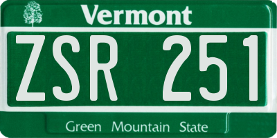 VT license plate ZSR251