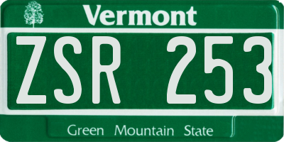 VT license plate ZSR253